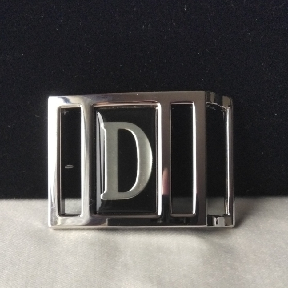 Vintage Avon Black and Silver 'D' Belt Buckle